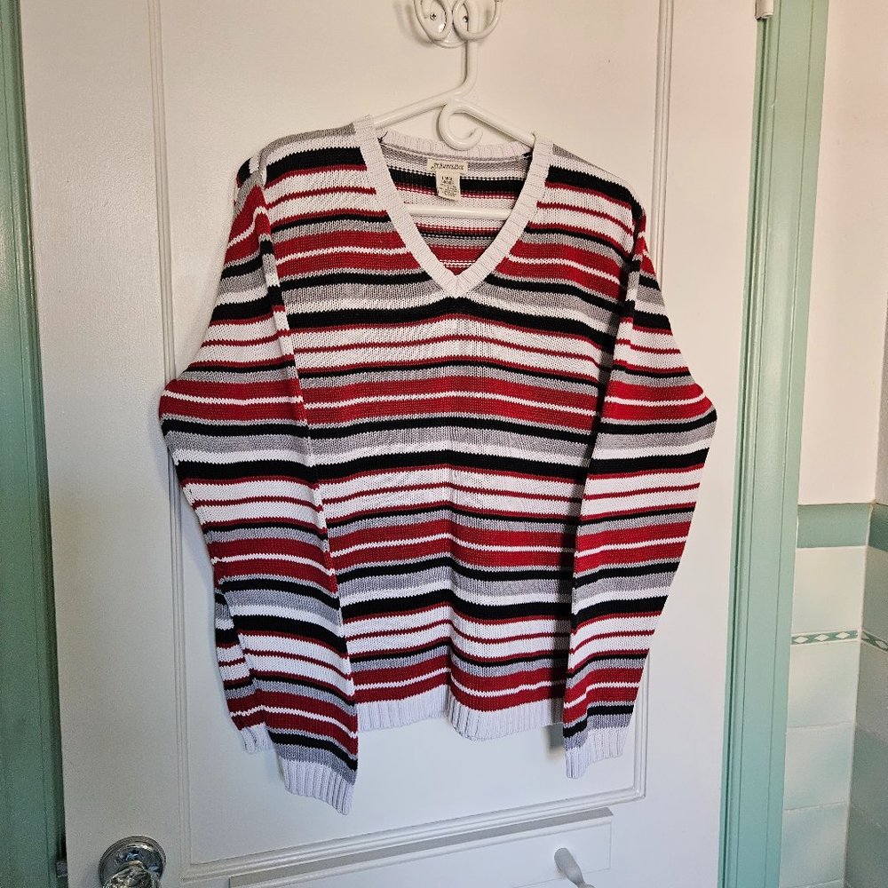 St. John's Bay Red and White Striped Sweater - Size Large